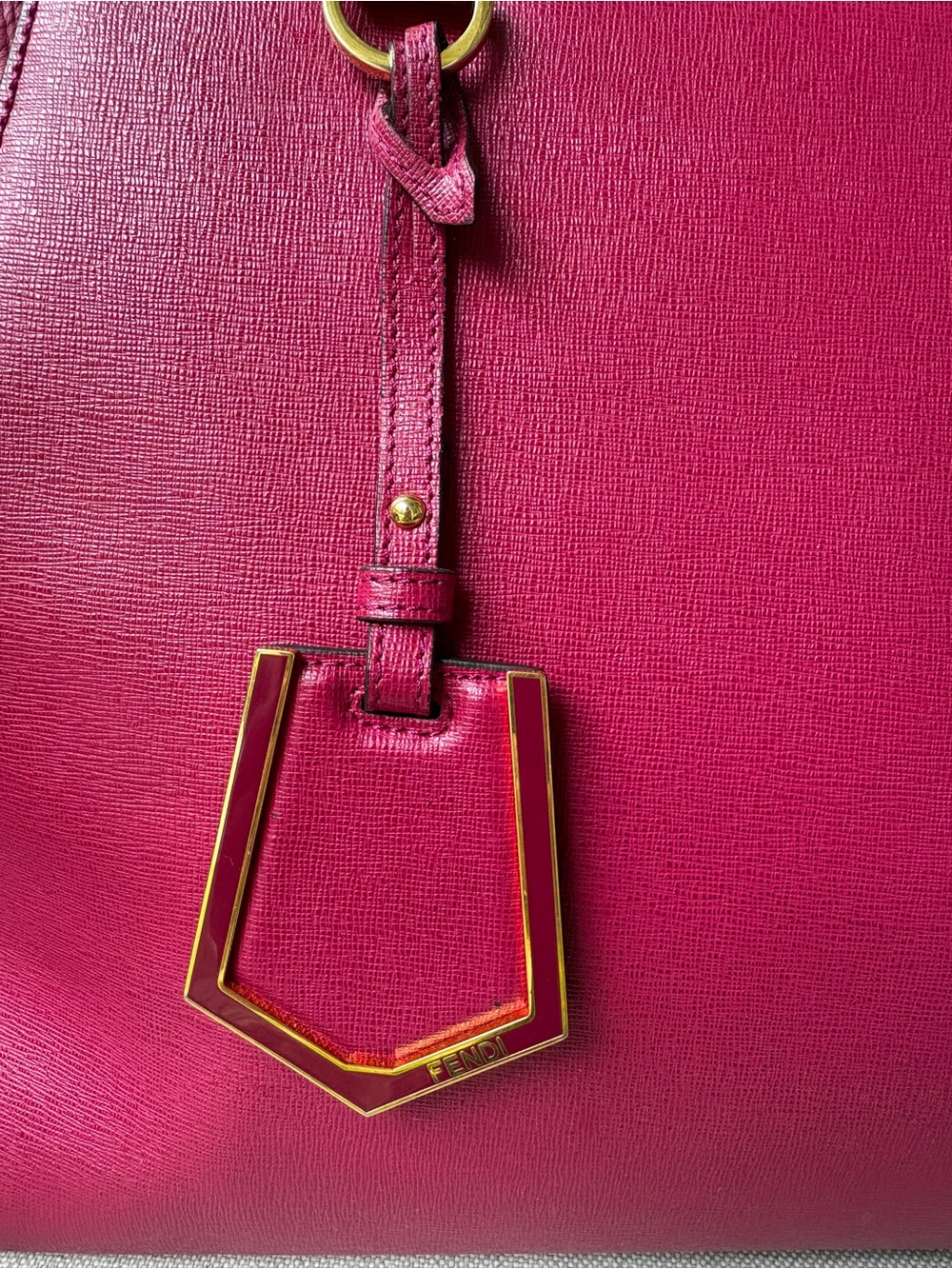 Fendi Pink 2Jours Saffiano Leather Top-Handle Bag Tote Crossbody Shoulder Bag - Picture 8 of 8